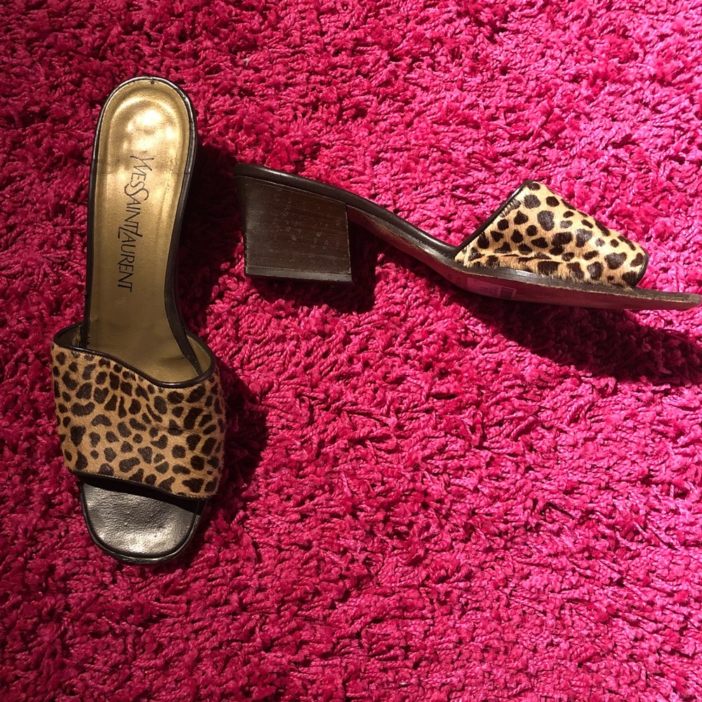 Vintage YVES SAINT LAURENT Leopard mules